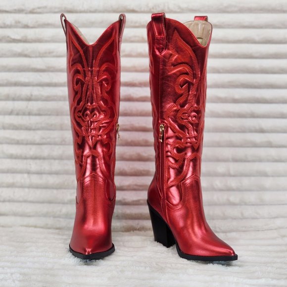 Berness Metallic Red Western Boots - Picture 8 of 16